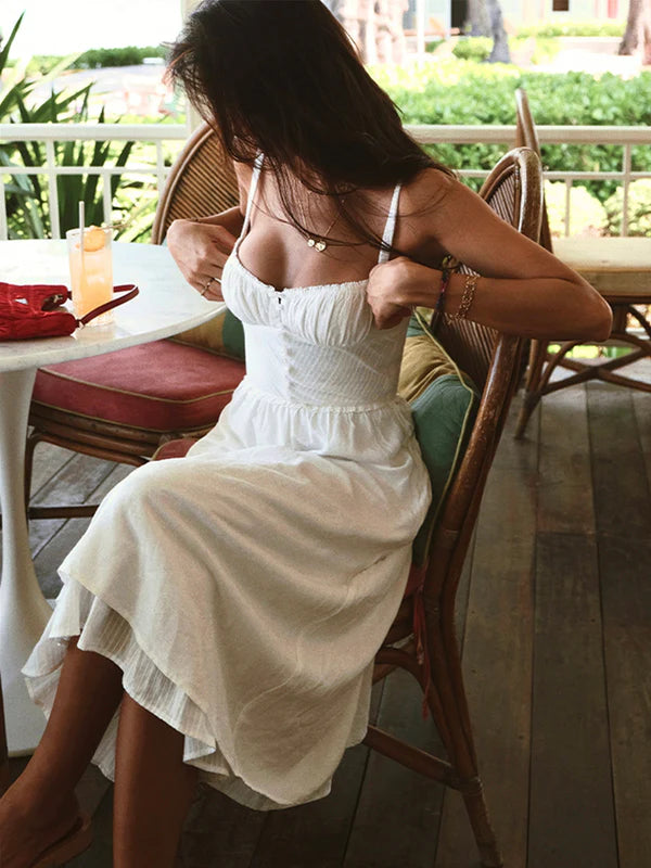 Dinah | Women's Sleeveless Flowy Ruffle Hem Midi Dress