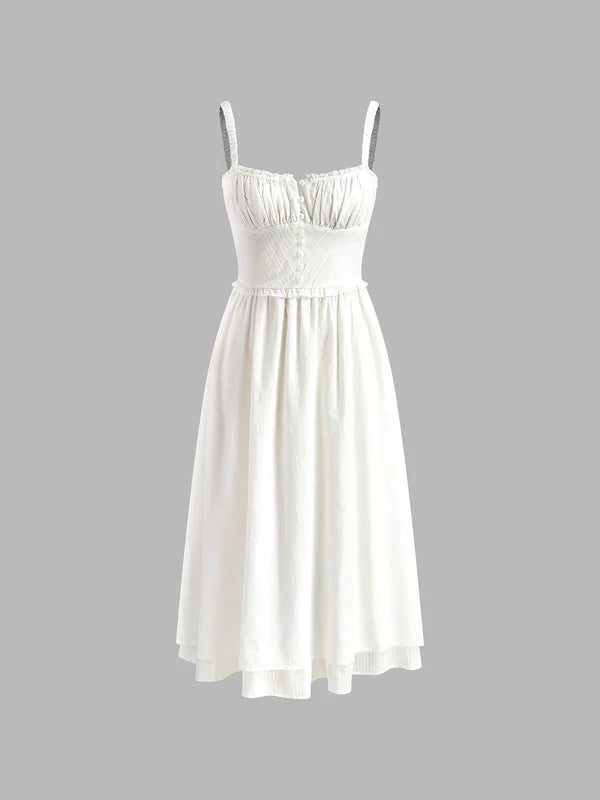 Dinah | Women's Sleeveless Flowy Ruffle Hem Midi Dress