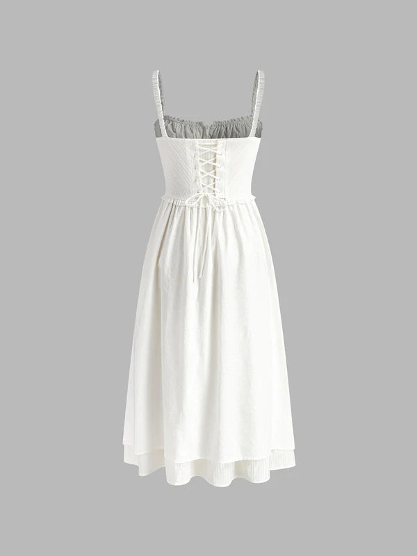 Dinah | Women's Sleeveless Flowy Ruffle Hem Midi Dress