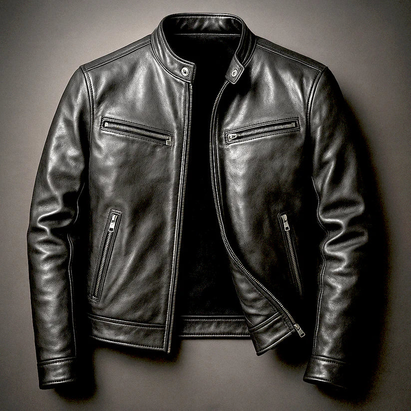 Dominic | Men’s Stand Collar Front Zip Pockets Jacket