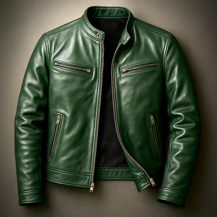 Dominic | Men’s Stand Collar Front Zip Pockets Jacket