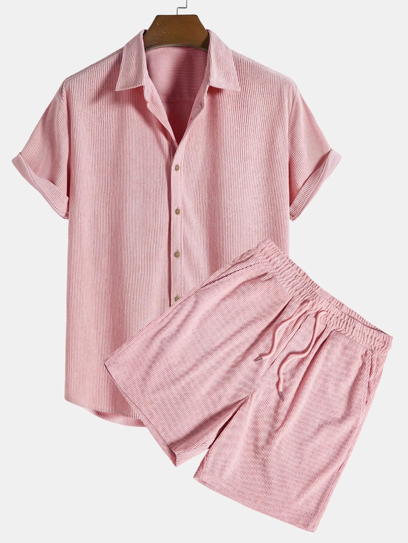 Donahue | Men's Short Sleeve Button Front Drawstring Two Piece Set