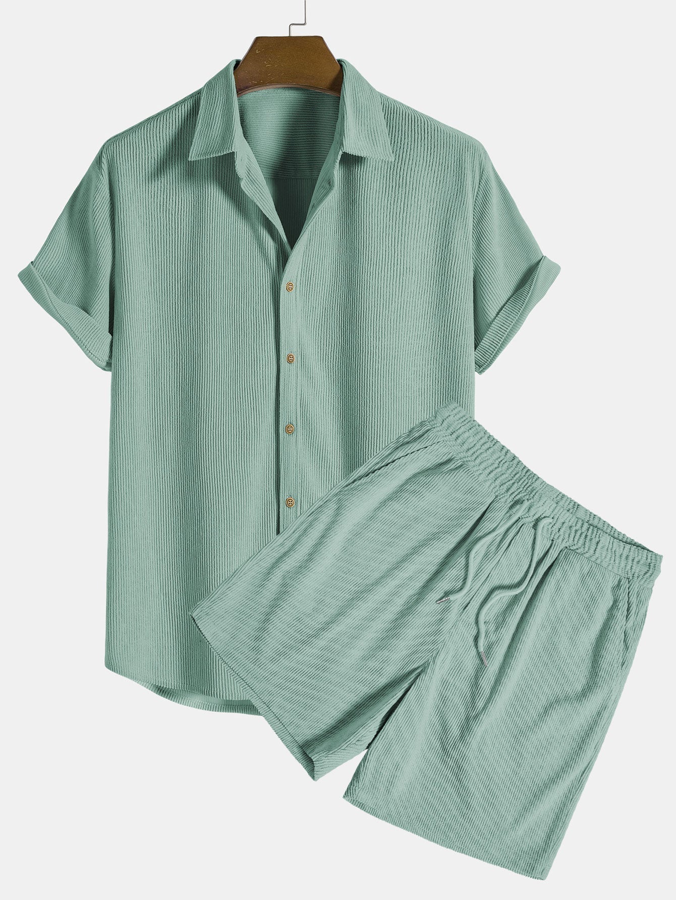 Donahue | Men's Short Sleeve Button Front Drawstring Two Piece Set