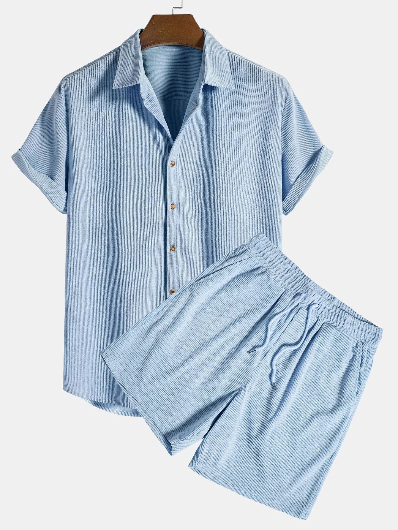 Donahue | Men's Short Sleeve Button Front Drawstring Two Piece Set