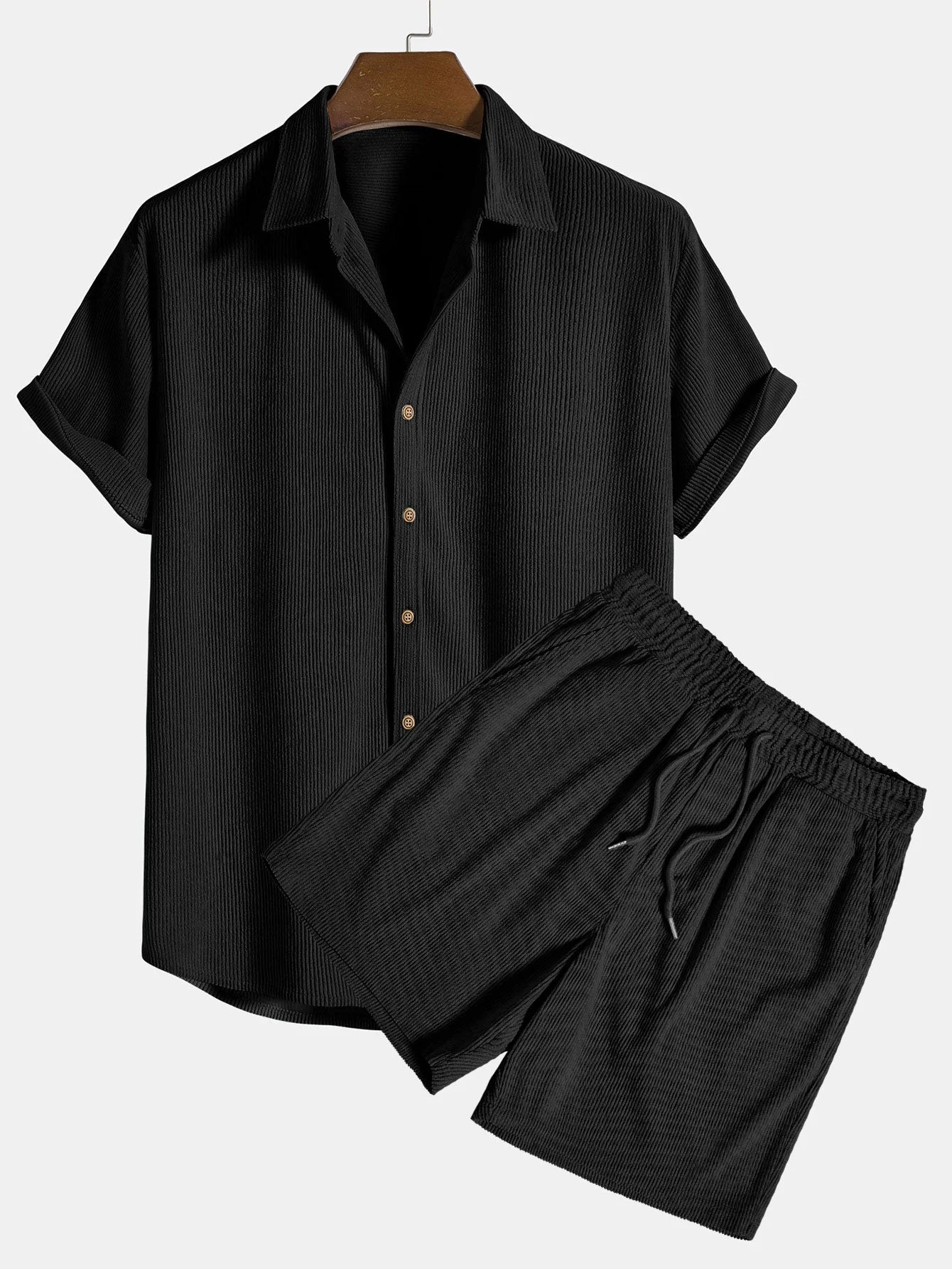 Donahue | Men's Short Sleeve Button Front Drawstring Two Piece Set