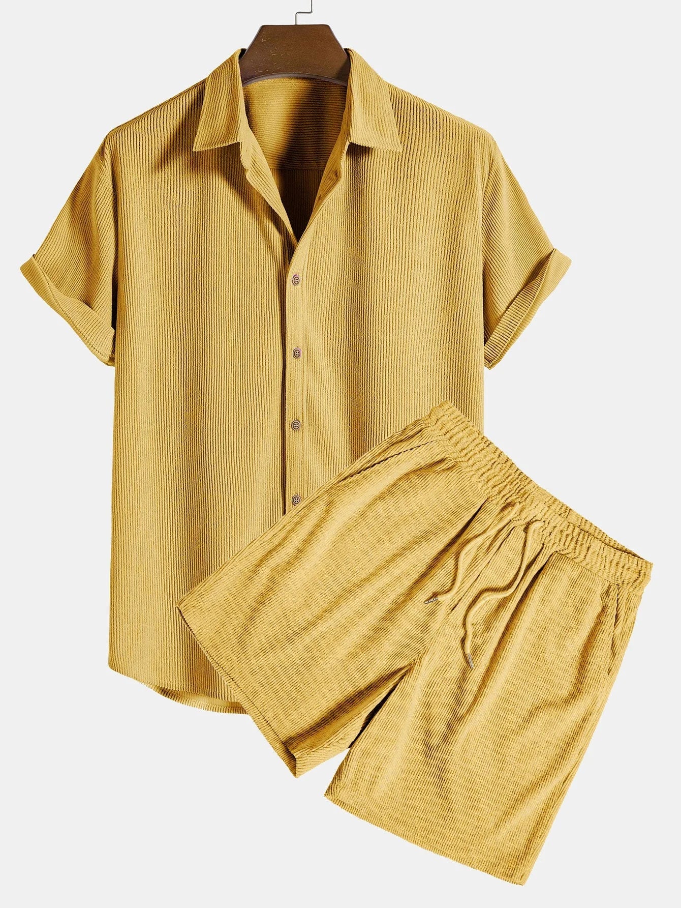 Donahue | Men's Short Sleeve Button Front Drawstring Two Piece Set