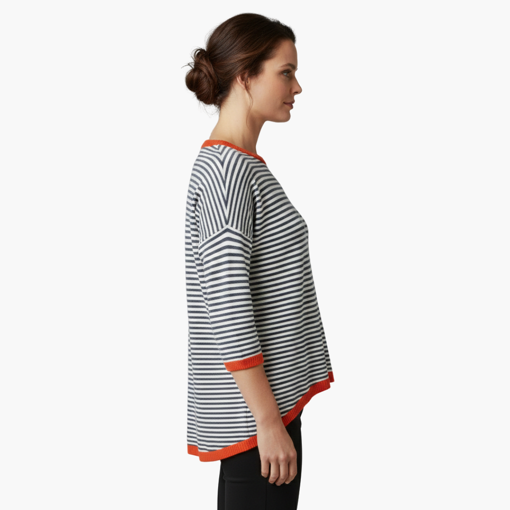 Donata | Women's Drop Shoulder Border Striped Shirt
