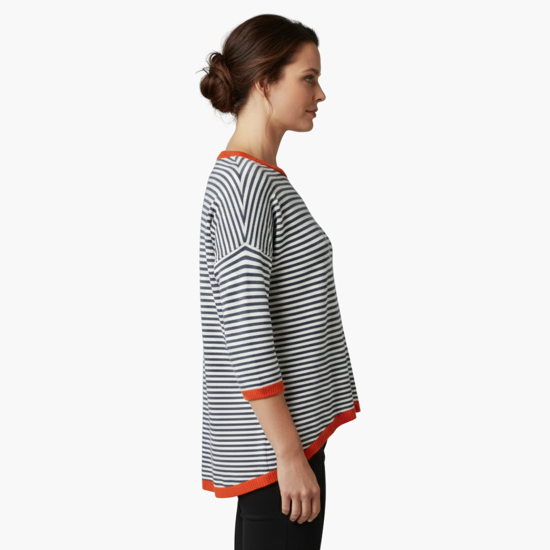 Donata | Women's Drop Shoulder Border Striped Shirt