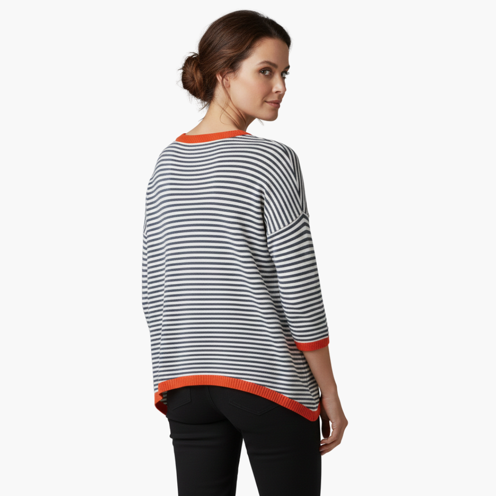 Donata | Women's Drop Shoulder Border Striped Shirt