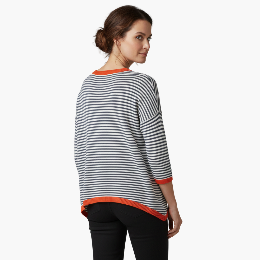 Donata | Women's Drop Shoulder Border Striped Shirt