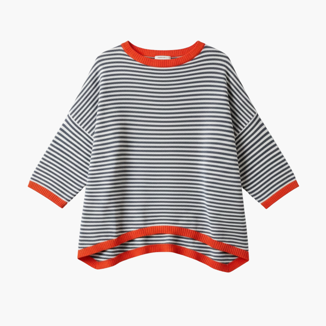 Donata | Women's Drop Shoulder Border Striped Shirt