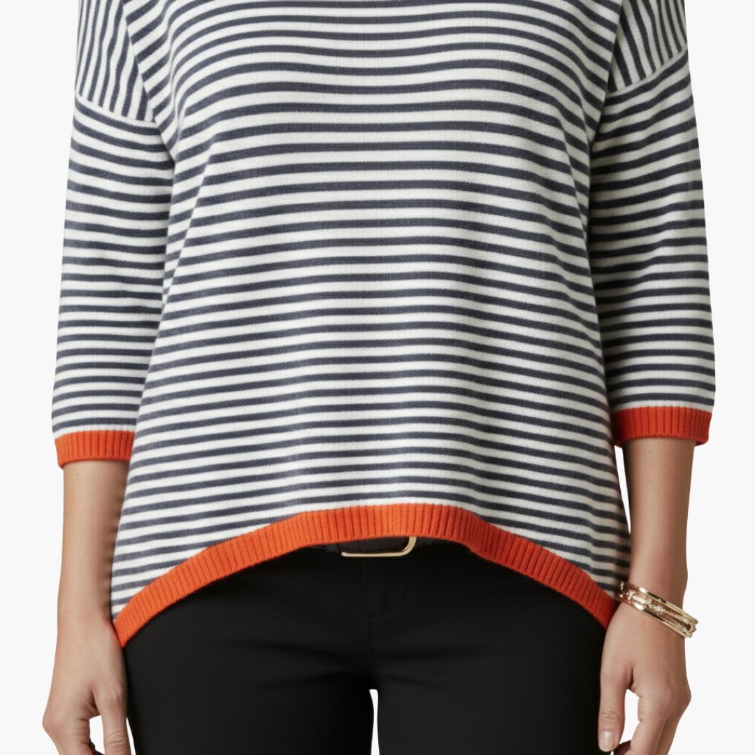 Donata | Women's Drop Shoulder Border Striped Shirt