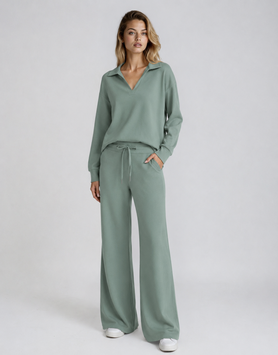 Donella | Women's V-Neck Long Sleeve Two Piece Set