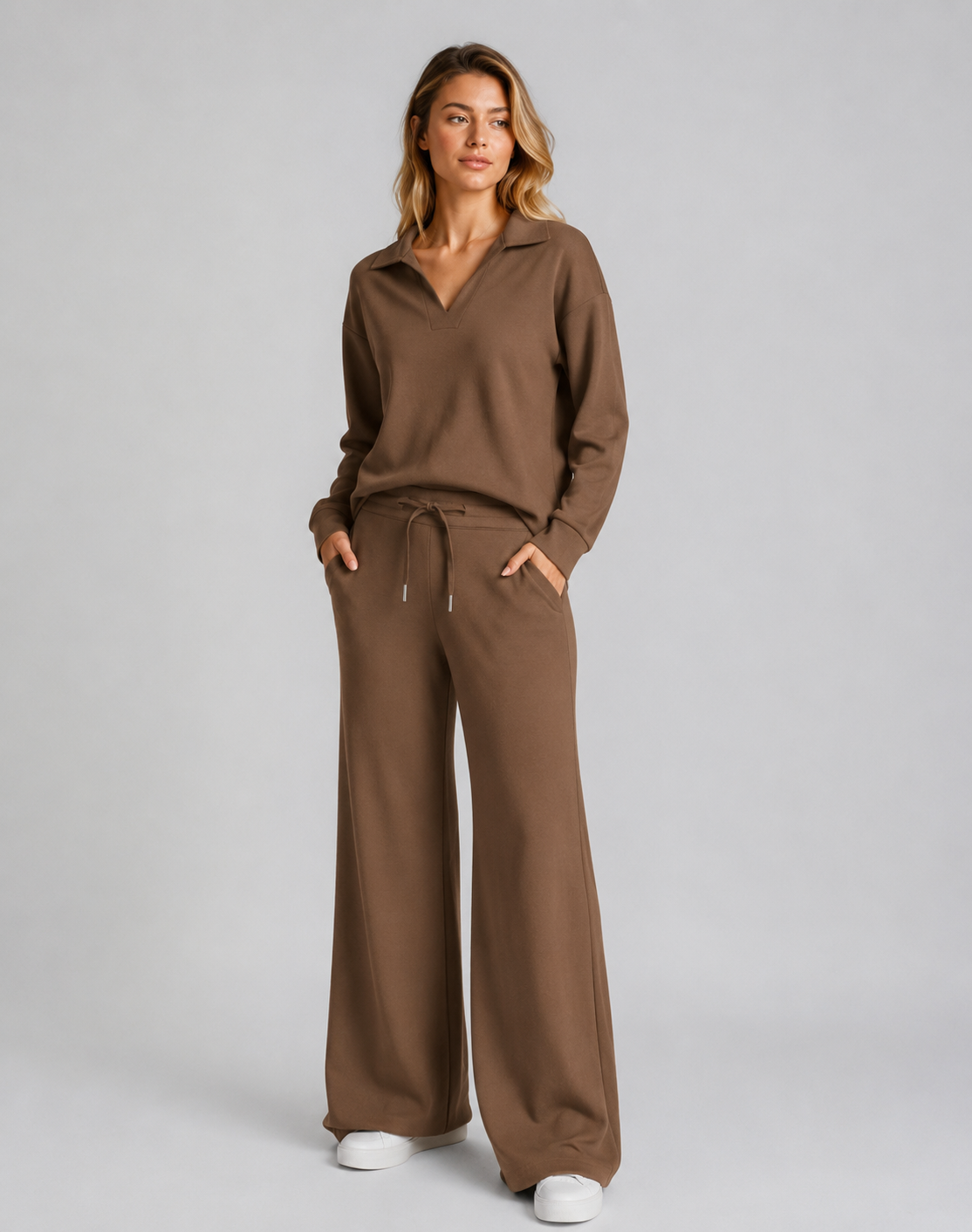 Donella | Women's V-Neck Long Sleeve Two Piece Set
