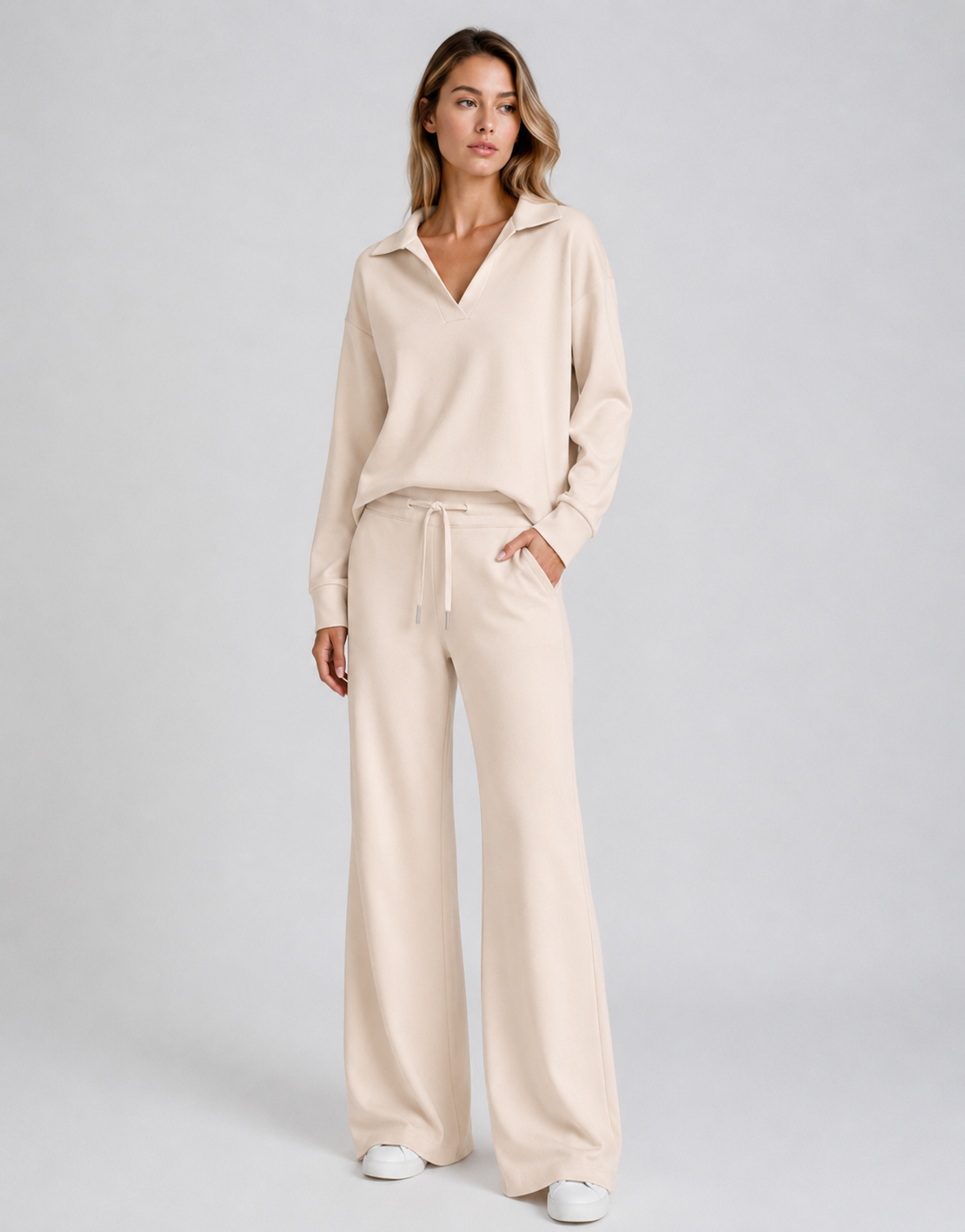 Donella | Women's V-Neck Long Sleeve Two Piece Set