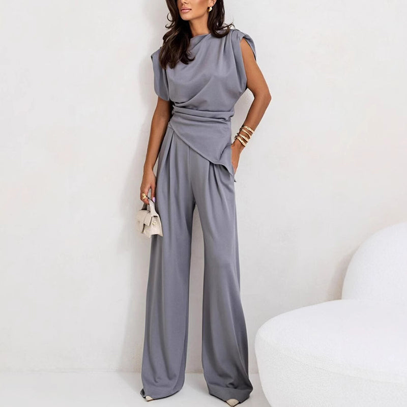 Donna | Women's Asymmetric Waist Sleeveless Two Piece Set