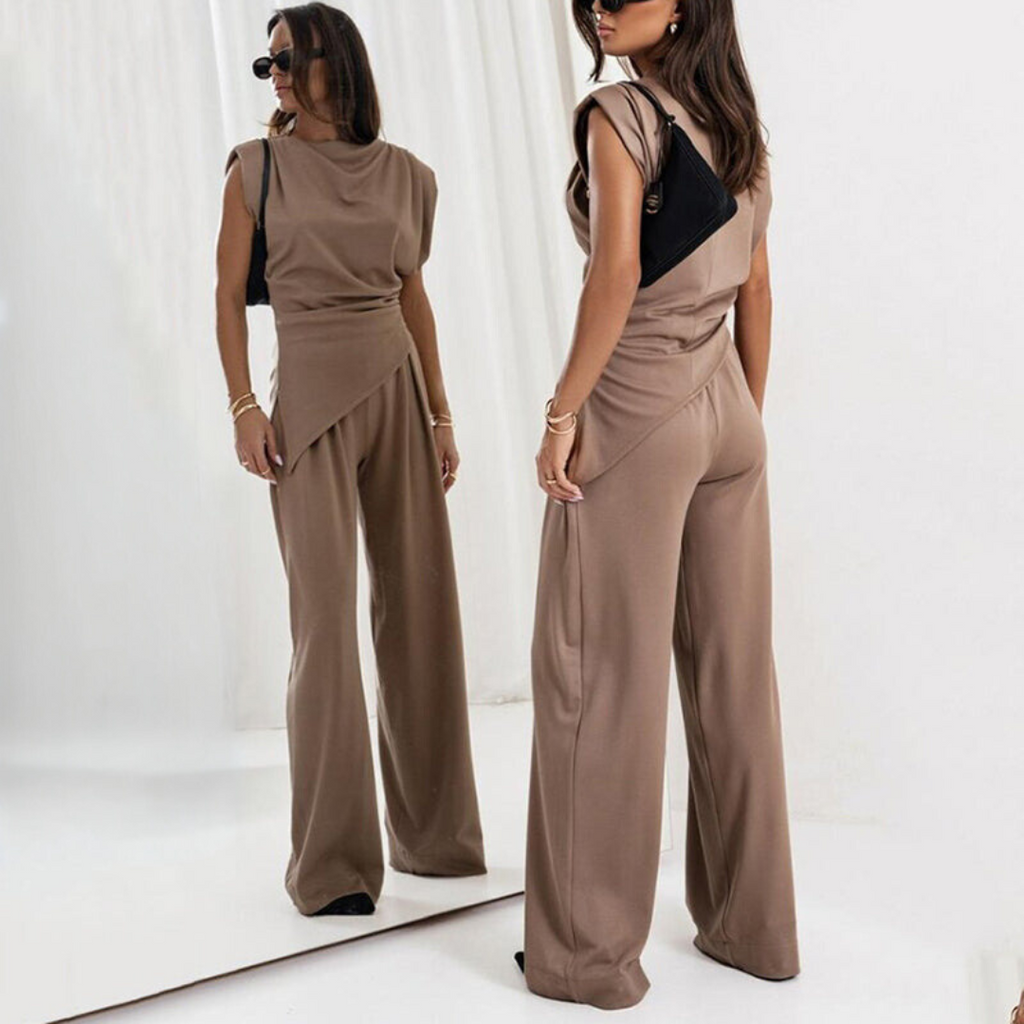 Donna | Women's Asymmetric Waist Sleeveless Two Piece Set