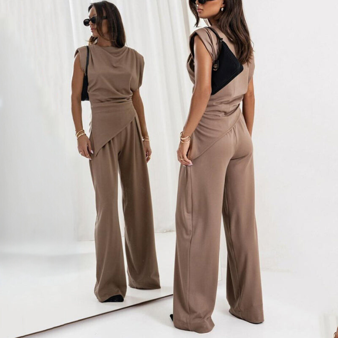 Donna | Women's Asymmetric Waist Sleeveless Two Piece Set