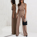 Donna | Women's Asymmetric Waist Sleeveless Two Piece Set