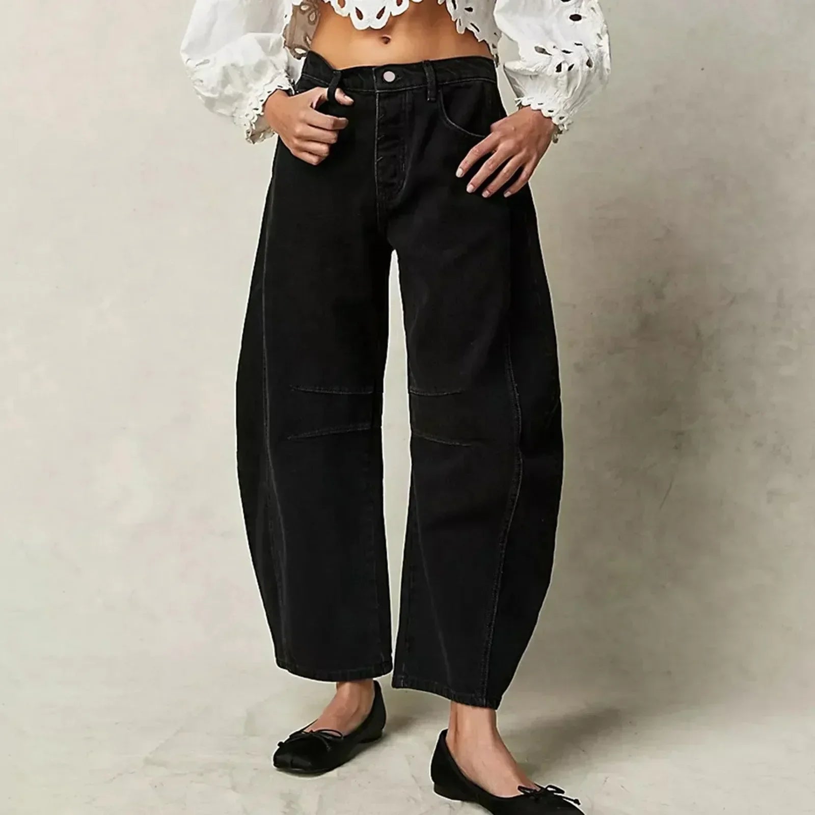 Dora | Women's Mid Rise Button Baggy Jeans