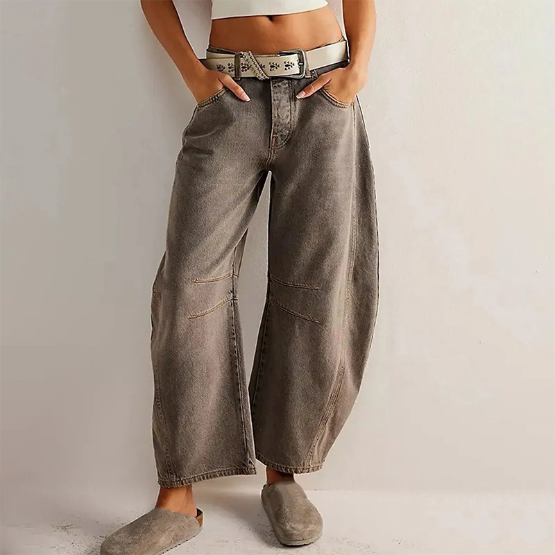Dora | Women's Mid Rise Button Baggy Jeans