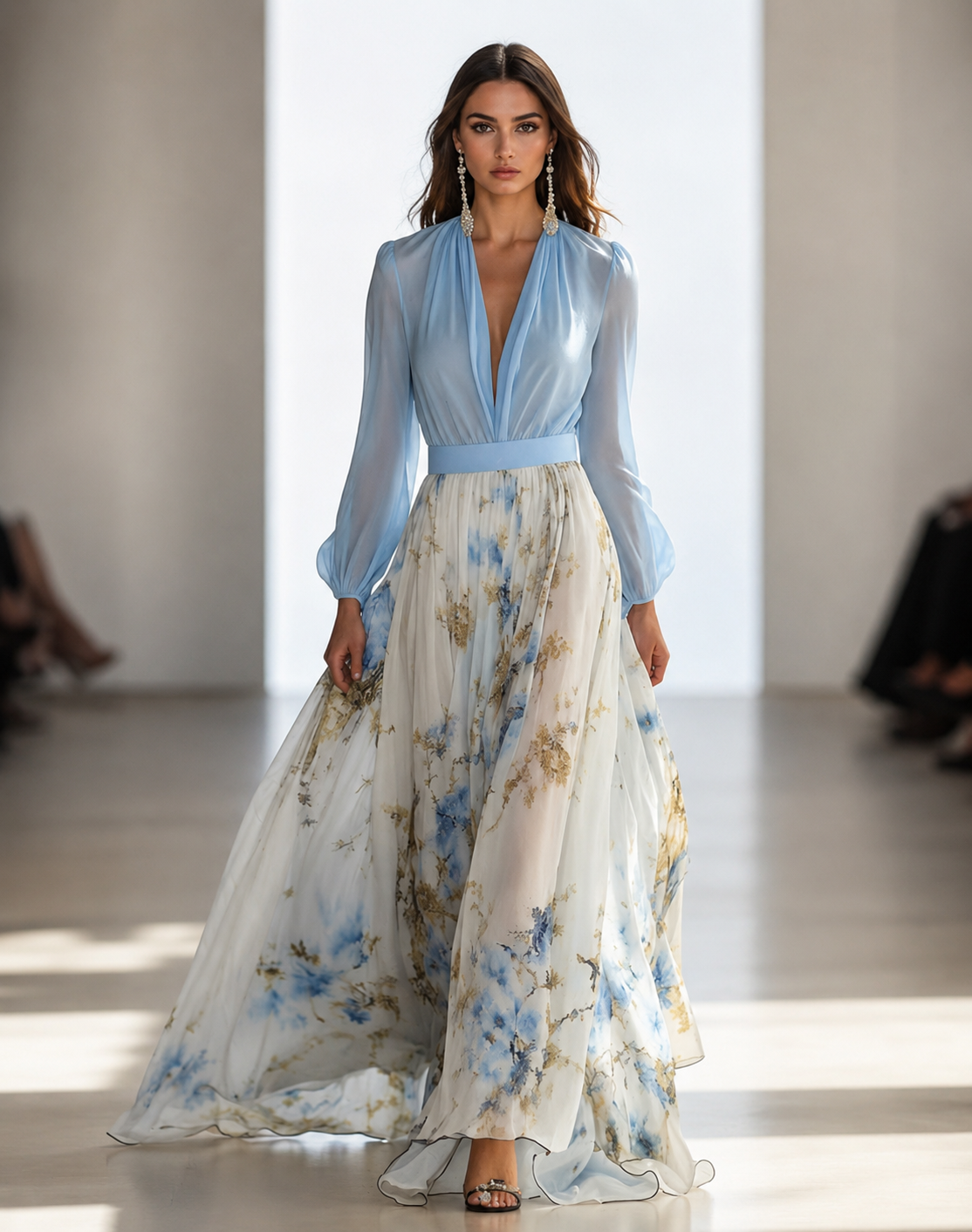 Drew | Women's Floral Long Sleeve Flowy Maxi Dress