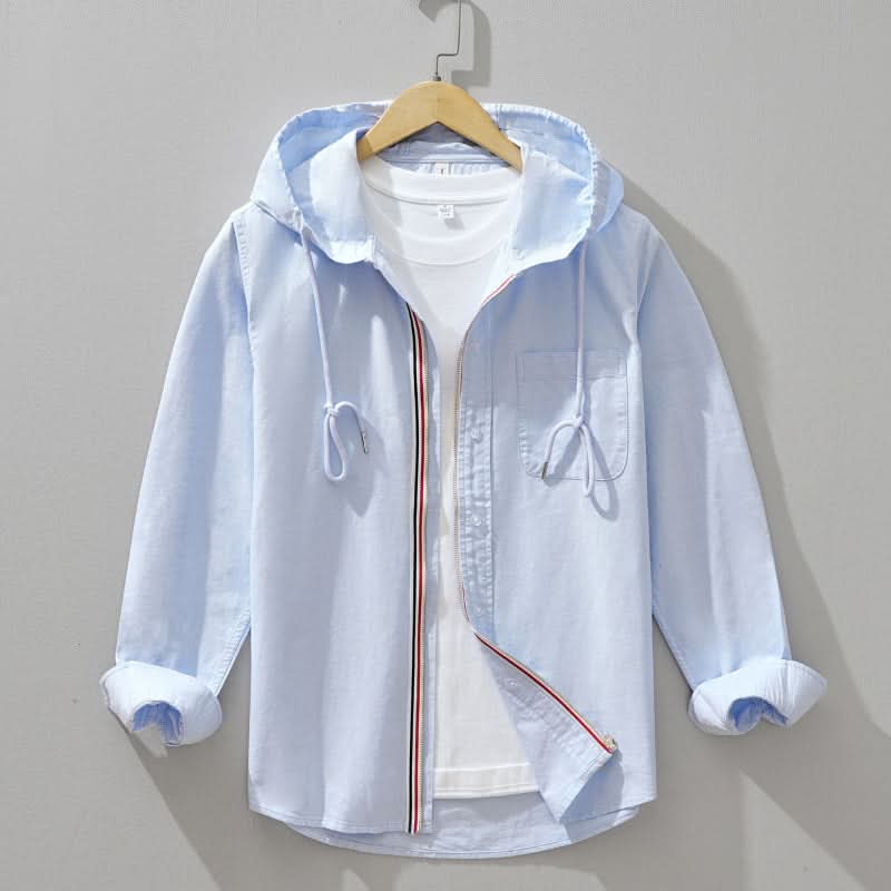 Drummond | Men’s Front Zip Long Sleeve Drawstring Hooded Shirt