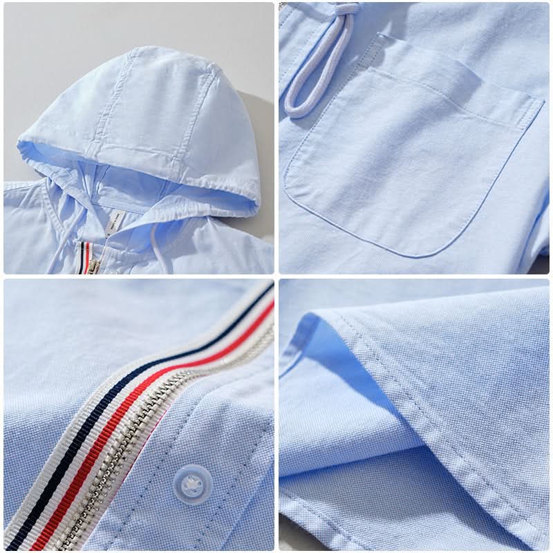 Drummond | Men’s Front Zip Long Sleeve Drawstring Hooded Shirt