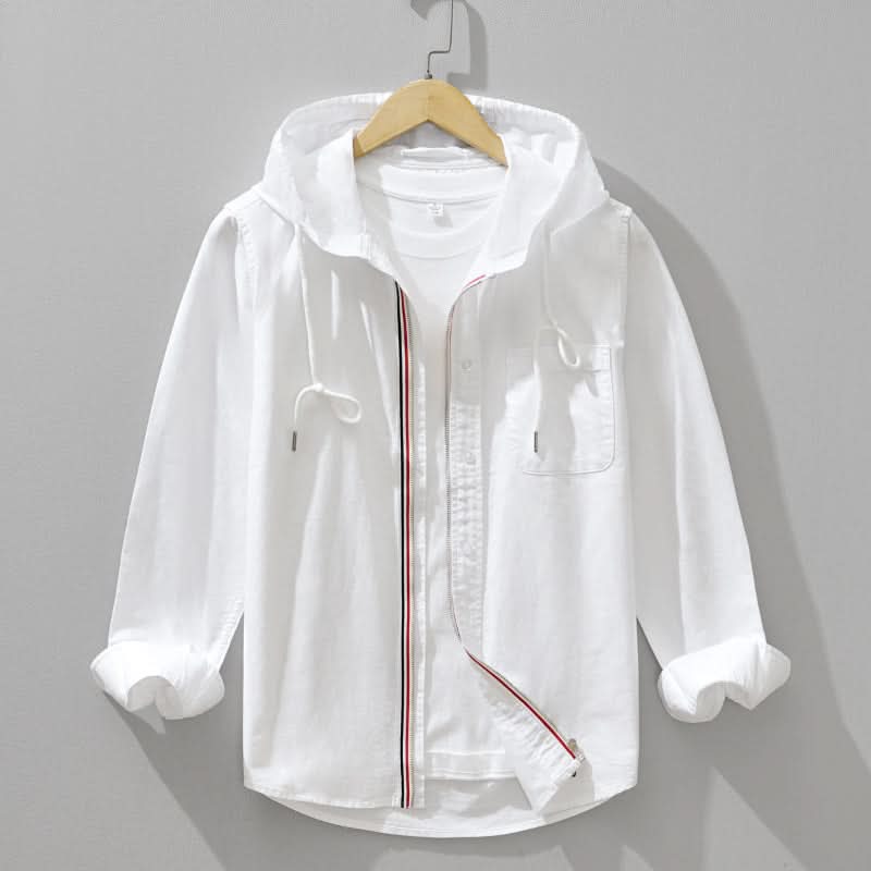 Drummond | Men’s Front Zip Long Sleeve Drawstring Hooded Shirt