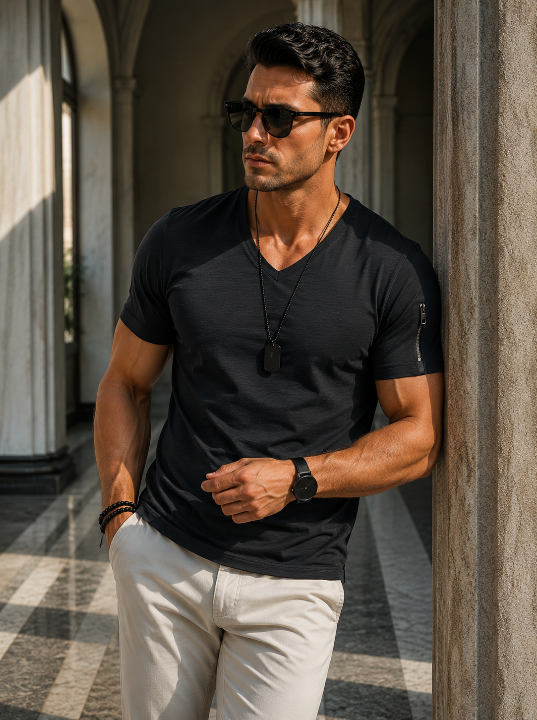 Easton | Men's V-Neck Slim Fit Short Sleeve T Shirt