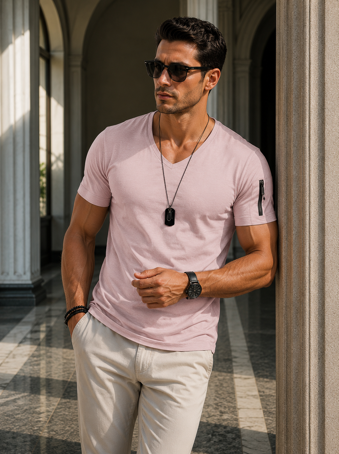 Easton | Men's V-Neck Slim Fit Short Sleeve T Shirt