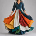 Eden | Women’s Long Sleeve V Neck Flowy Maxi Dress