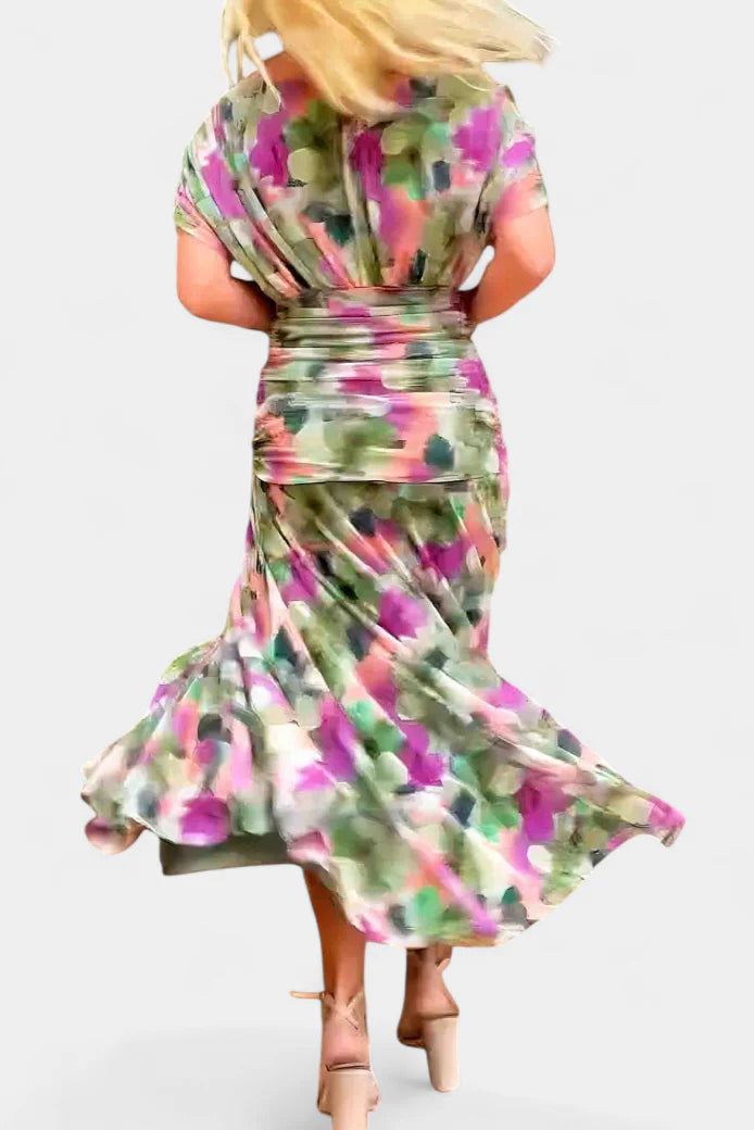 Edith | Off Shoulder Ruched Sheer Midi Dress