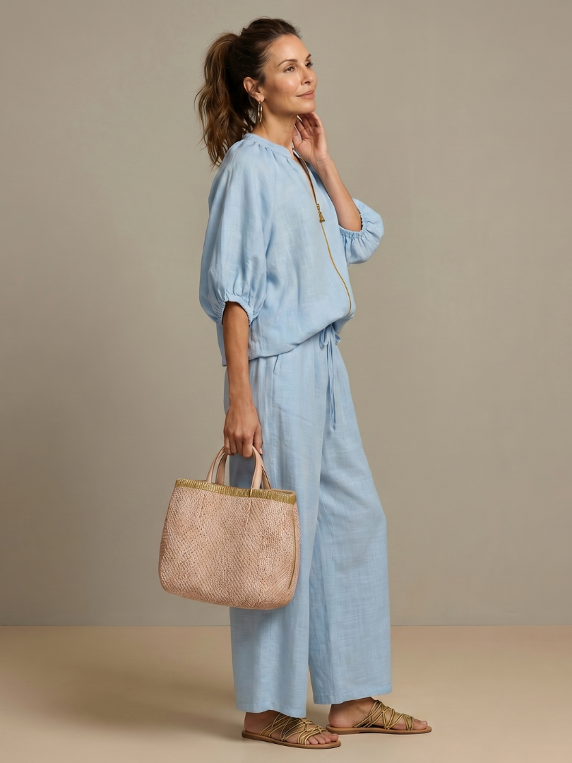 Eileen | Women's Zip Front Drawstring Two Piece Set