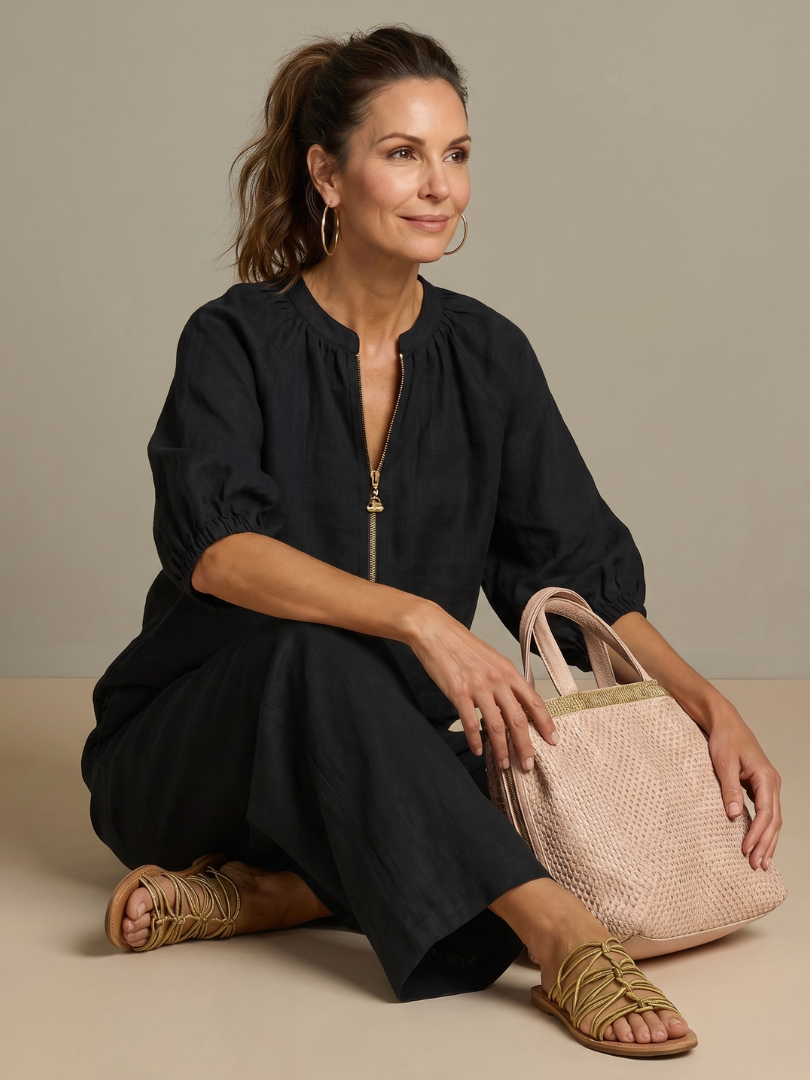 Eileen | Women's Zip Front Drawstring Two Piece Set