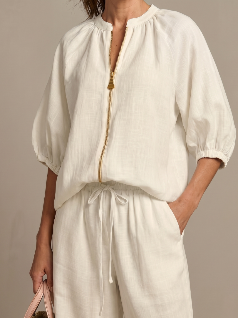 Eileen | Women's Zip Front Drawstring Two Piece Set