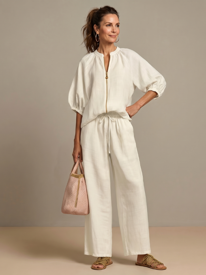 Eileen | Women's Zip Front Drawstring Two Piece Set