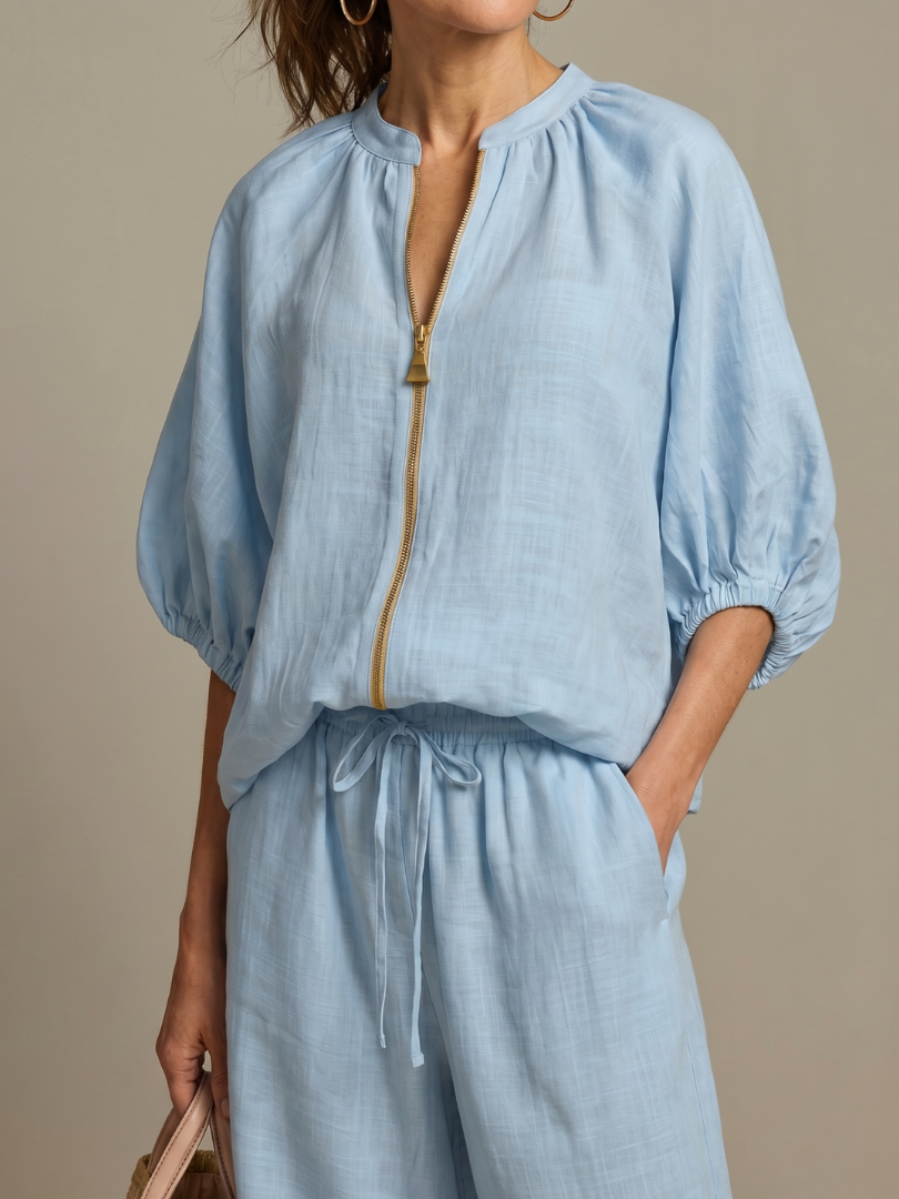 Eileen | Women's Zip Front Drawstring Two Piece Set