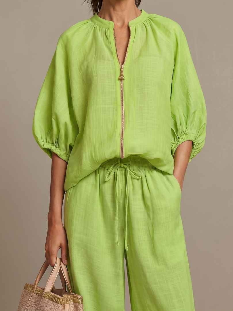 Eileen | Women's Zip Front Drawstring Two Piece Set