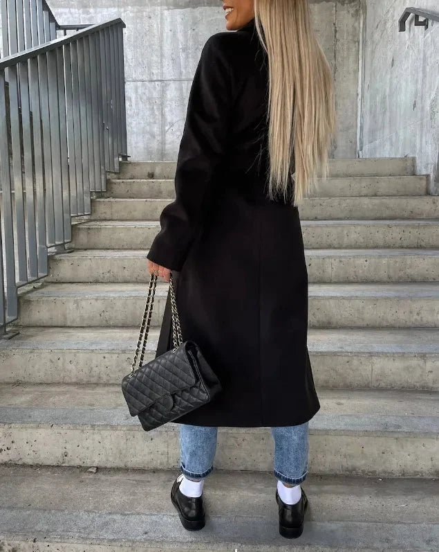 Eileithyia | Women’s Long Sleeve Button Front Mid-Length Coat