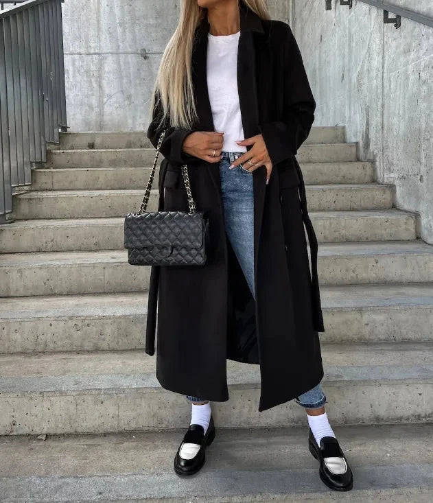 Eileithyia | Women’s Long Sleeve Button Front Mid-Length Coat