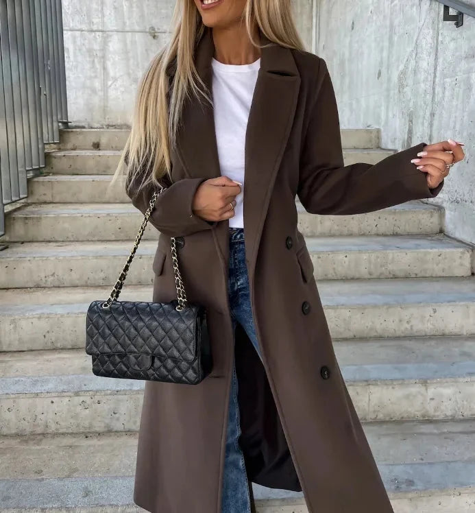 Eileithyia | Women’s Long Sleeve Button Front Mid-Length Coat