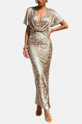 Eleanora | Women's V-Neck Patterned Wedding Guest Dress