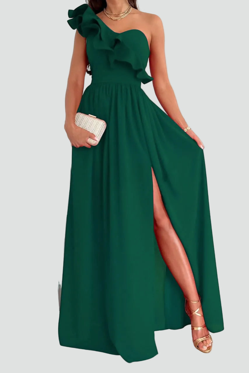 Elena | Women's Ruffle High Slit Wedding Guest Dress