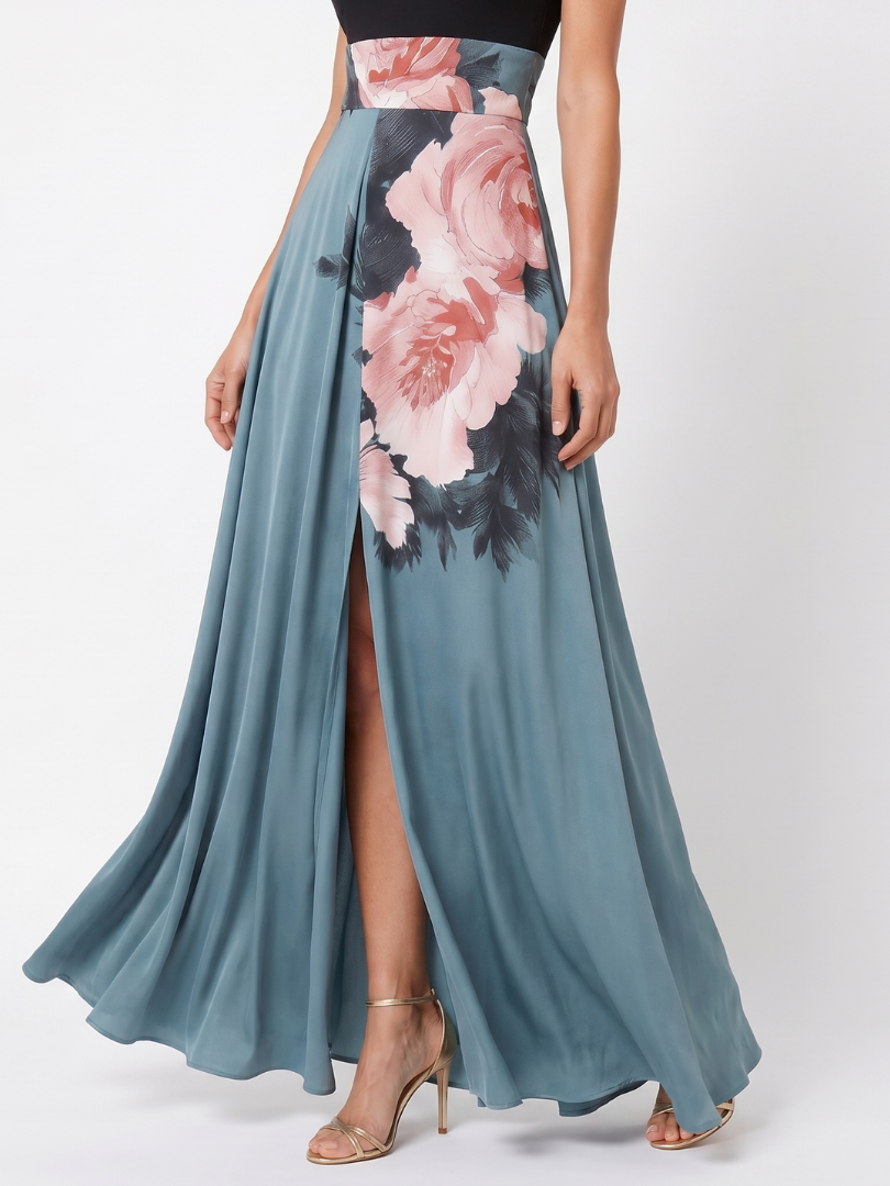 Eleni | Women's Halter Neck High Slit Floral Maxi Dress