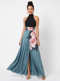 Eleni | Women's Halter Neck High Slit Floral Maxi Dress