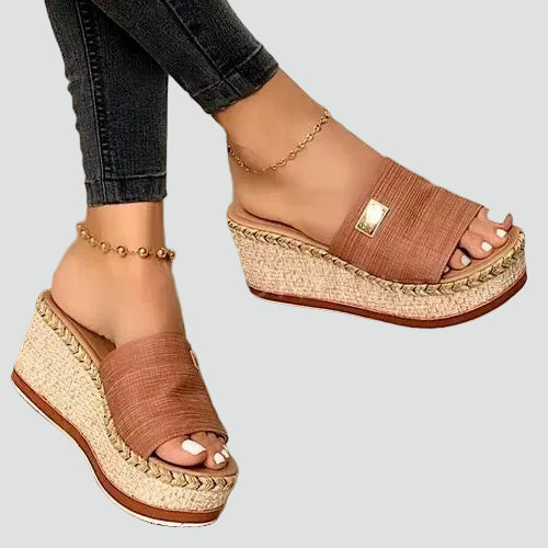 Eliana | Women's Slip-On Platform Wedge Round Toe Slides