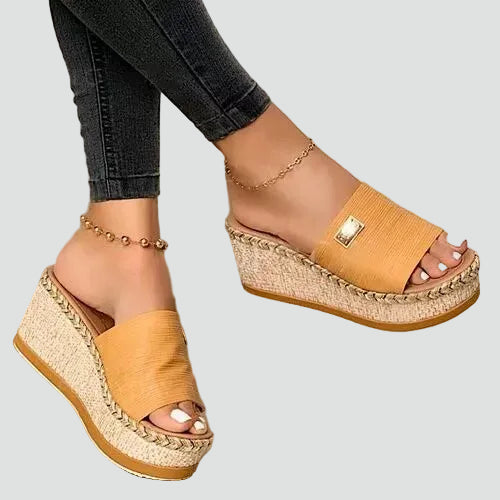 Eliana | Women's Slip-On Platform Wedge Round Toe Slides