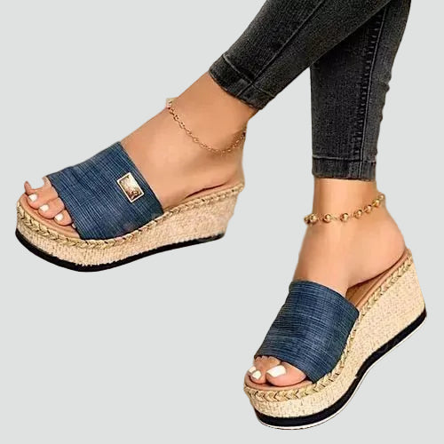 Eliana | Women's Slip-On Platform Wedge Round Toe Slides