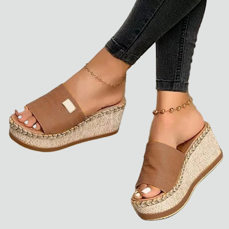 Eliana | Women's Slip-On Platform Wedge Round Toe Slides